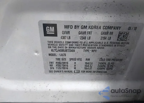 2018 Chevrolet Trax Ls from USA, damaged, VIN KL7CJNSB9JB723404